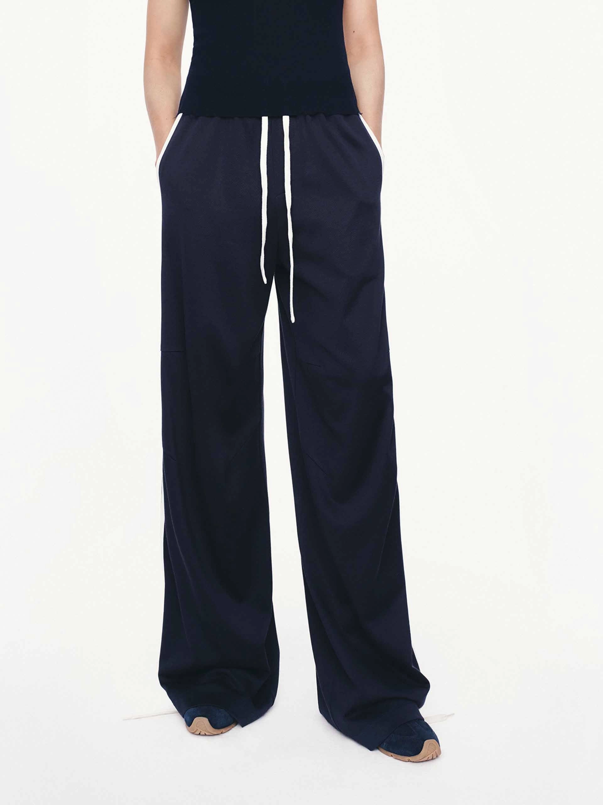 Recycled fibers NonRestrictiveCut Contrast Trim Drawstring Trousers