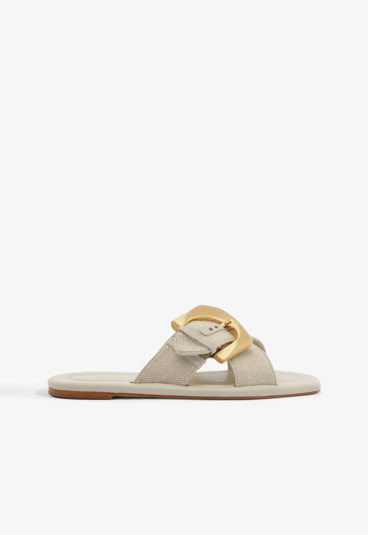 Lois Beige Linen Flat Sandal Sleek Style
