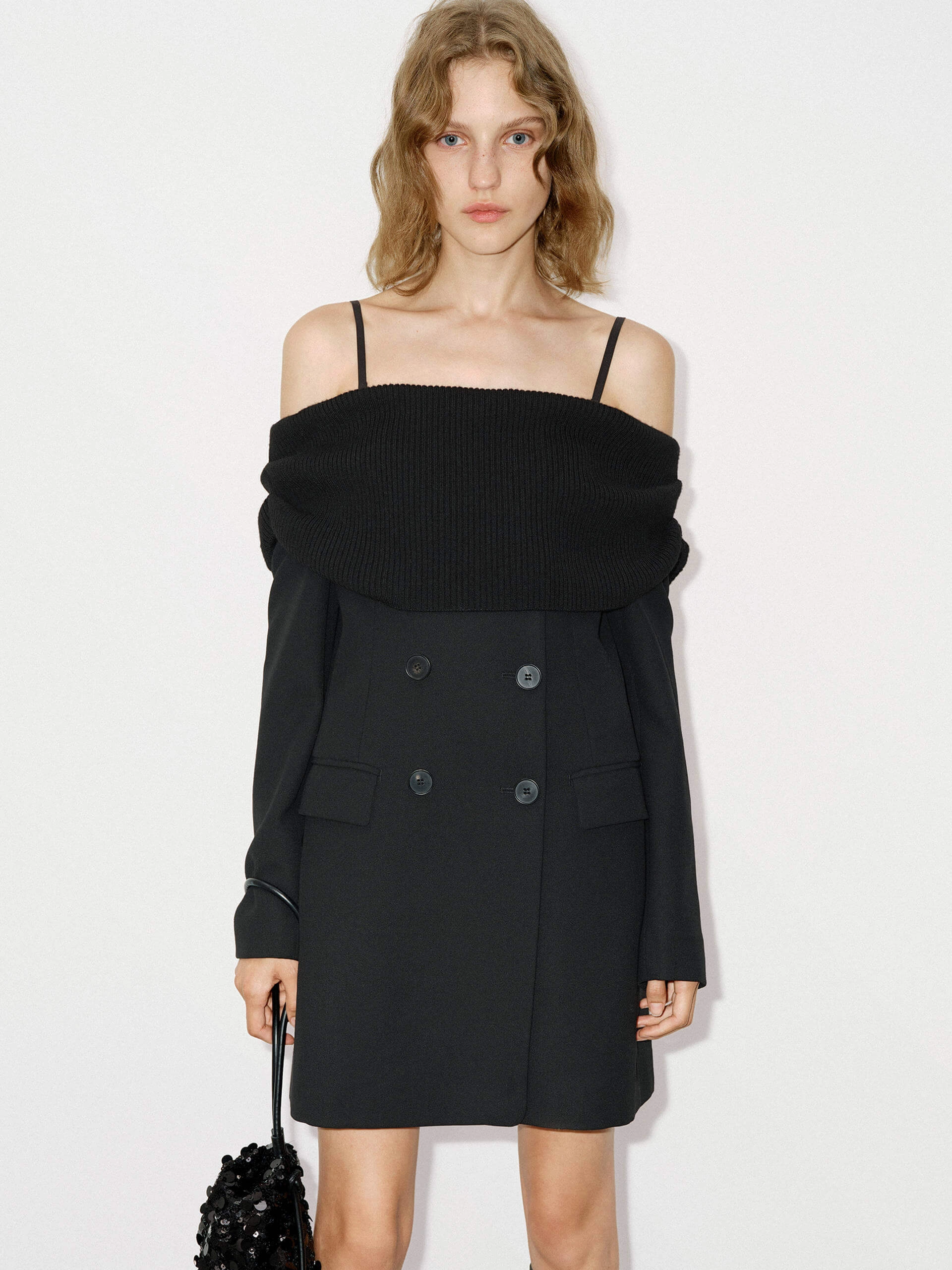 Ombre-Effect Guest Glam Wool Mini Blazer Dress