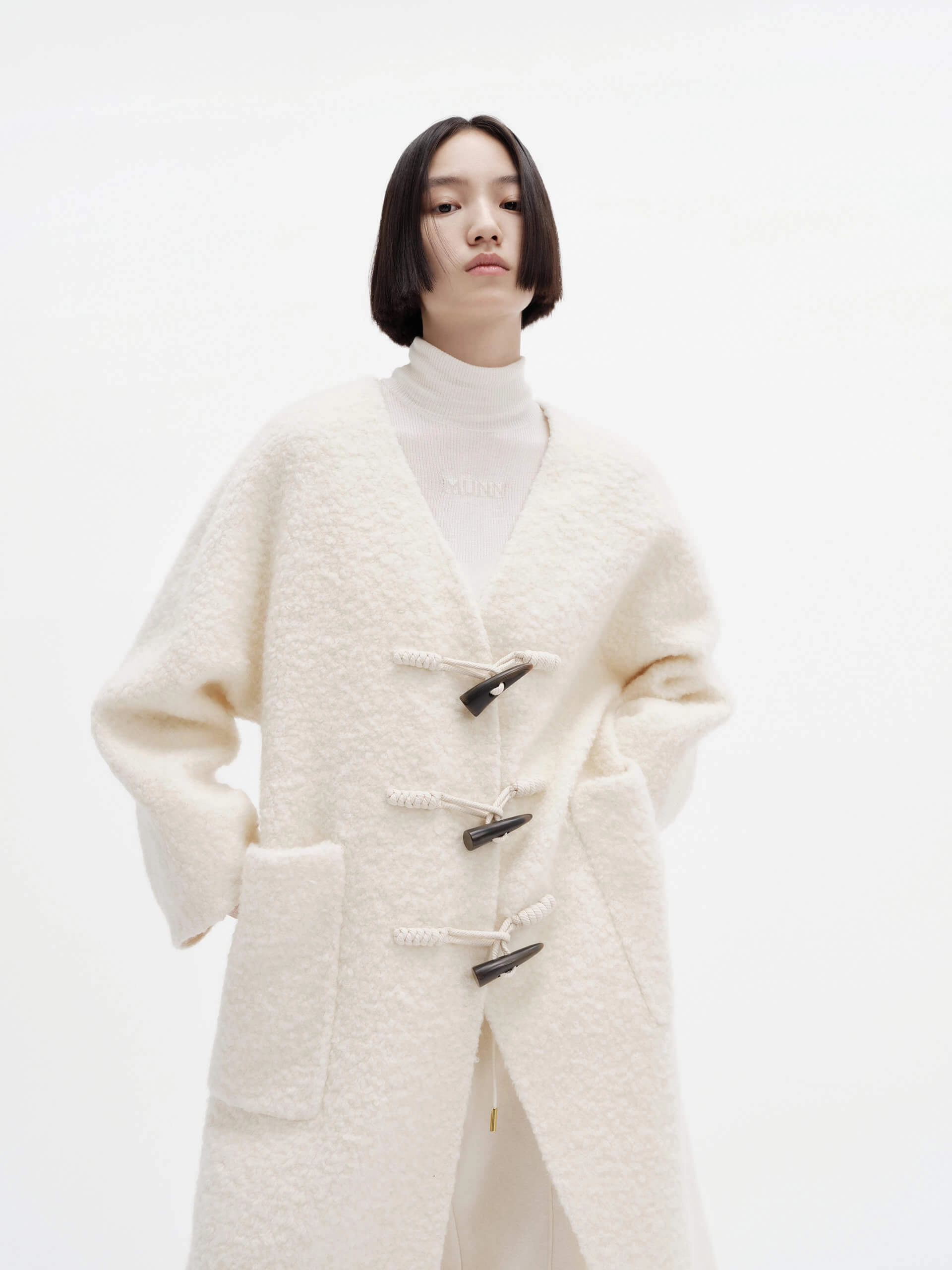 Oversize Boucle Knit Coat Day Hike Style Windproof Material