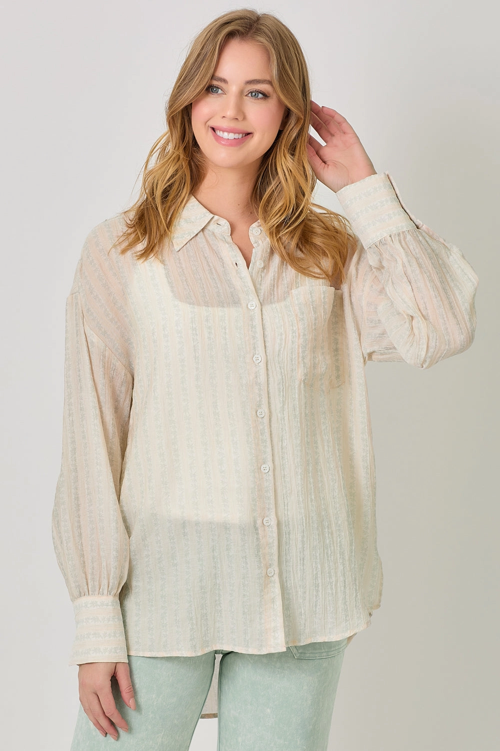 Sweat Absorbing Lining Oversized Button Up