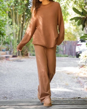 Casual Knit Style Basic Knit Sweater In Caramel