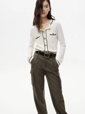 Casual Pullover Metallic Button Knit Cardigan
