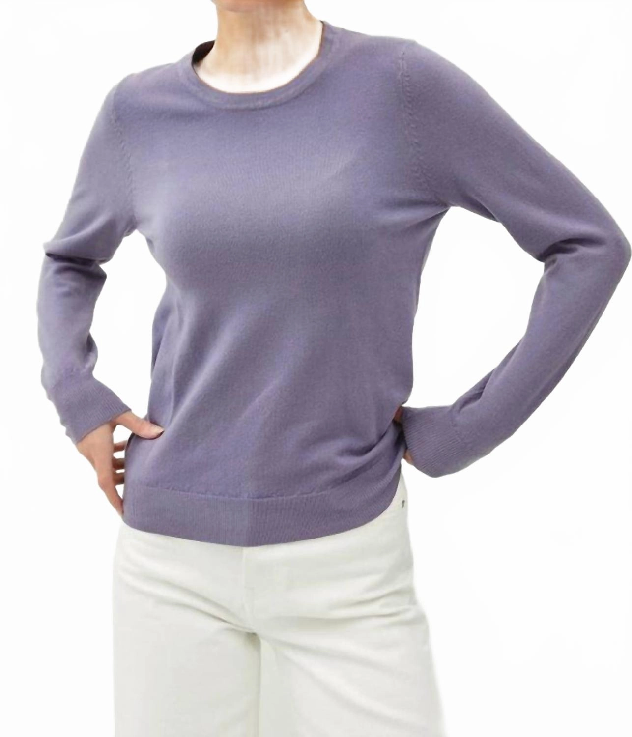 Crew Neck Sweater In Lavander Stylish Knitwear