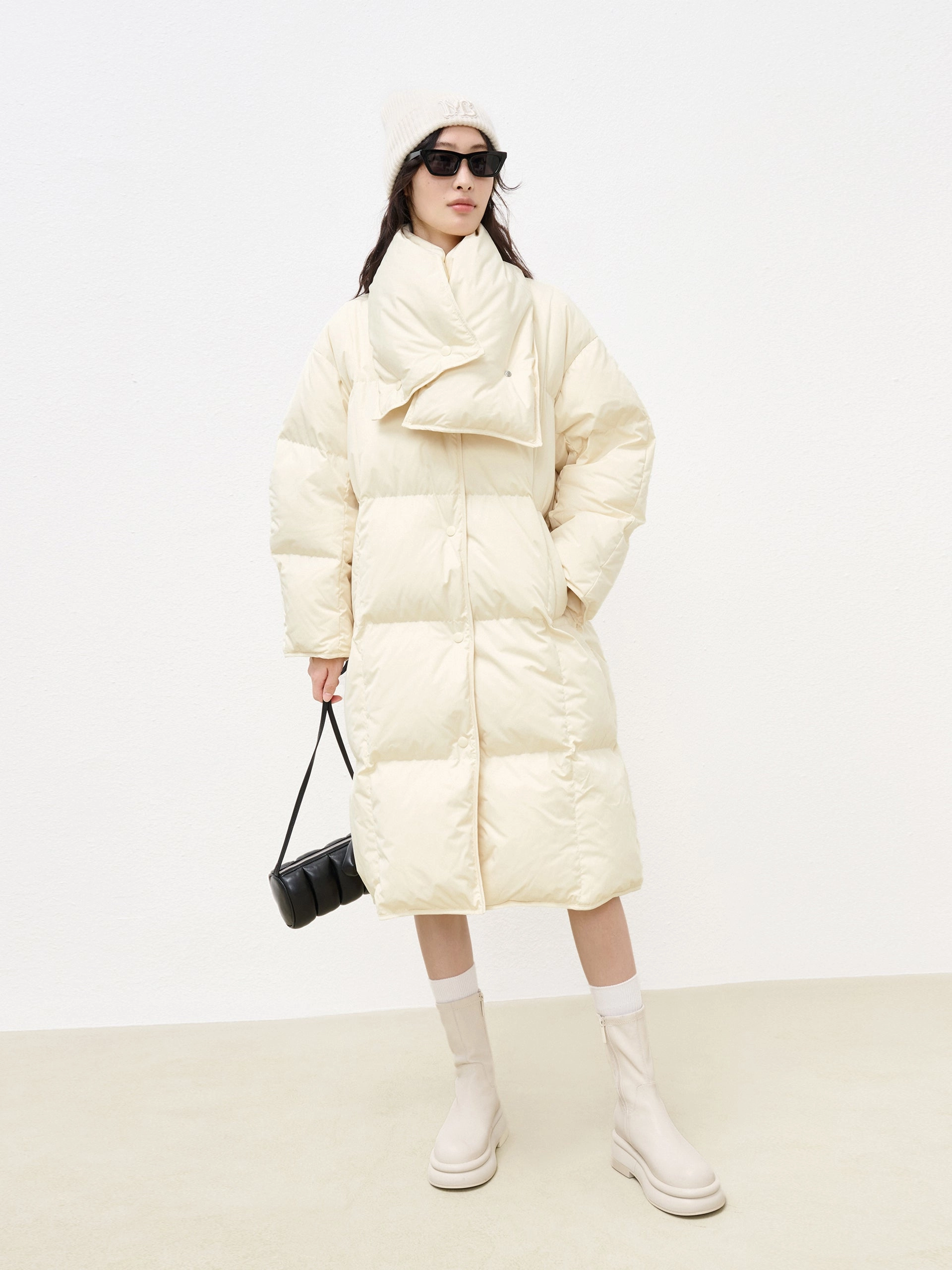 Detachable Scarf Down Coat All Day Layering Tear Resistant Fabric Blends