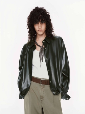 PU Leather Cropped Jacket MultiPocket Layout Water Resistant Design