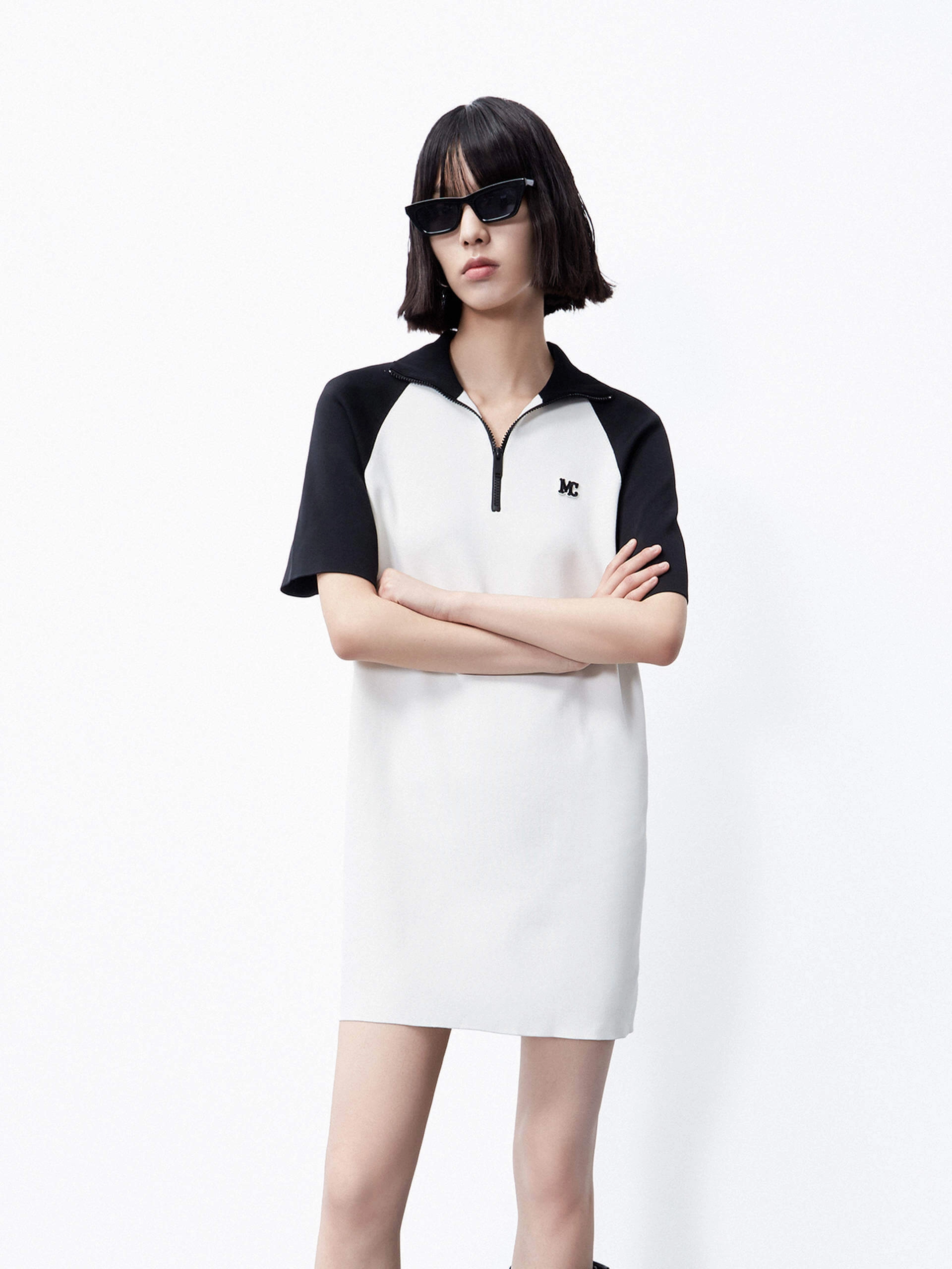 Adjustable-Straps Contemporary Wear Two Tone T-Shirt Dress