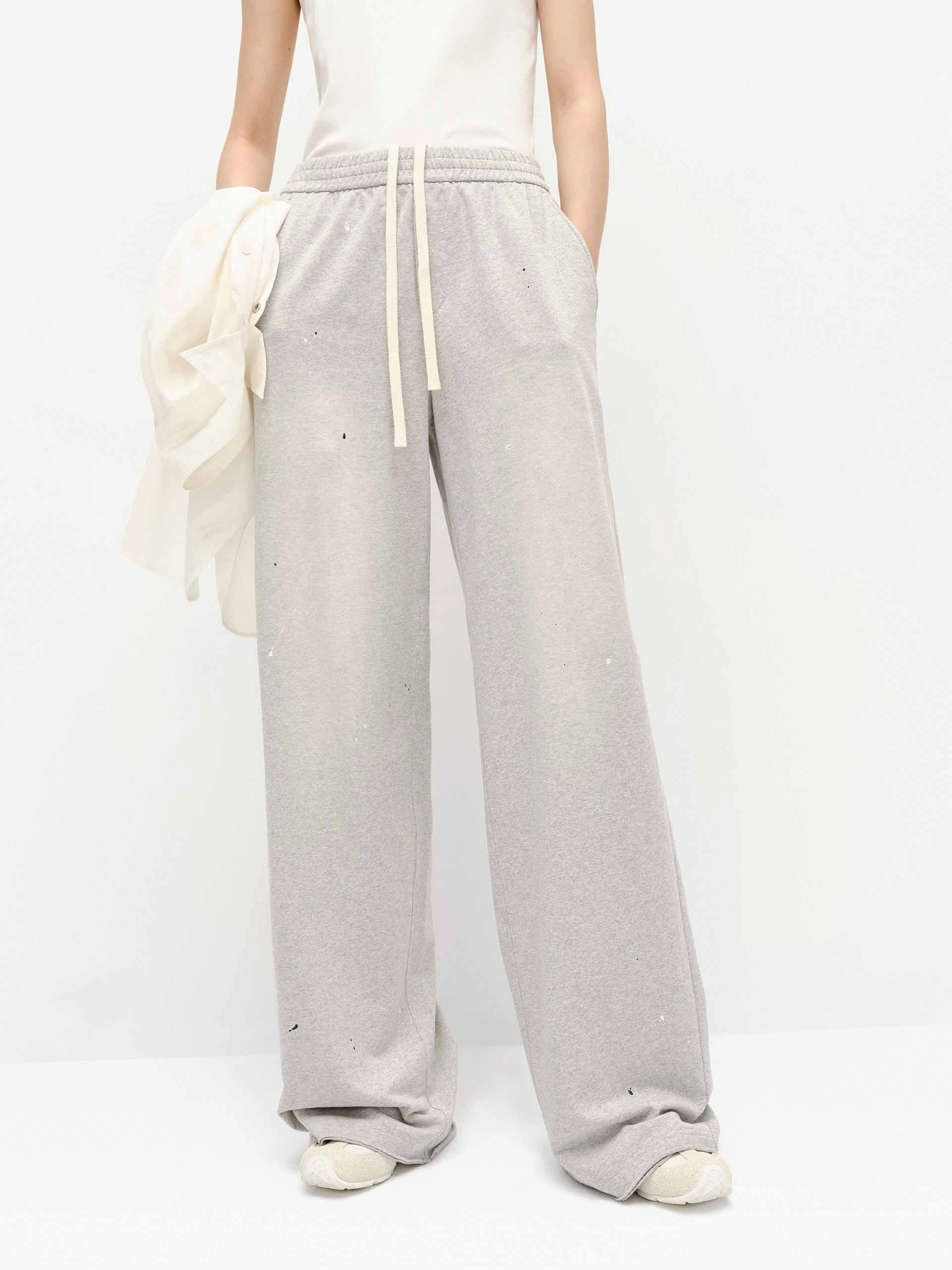Paint Detail Cotton Pants Rugged Wear Active Fit