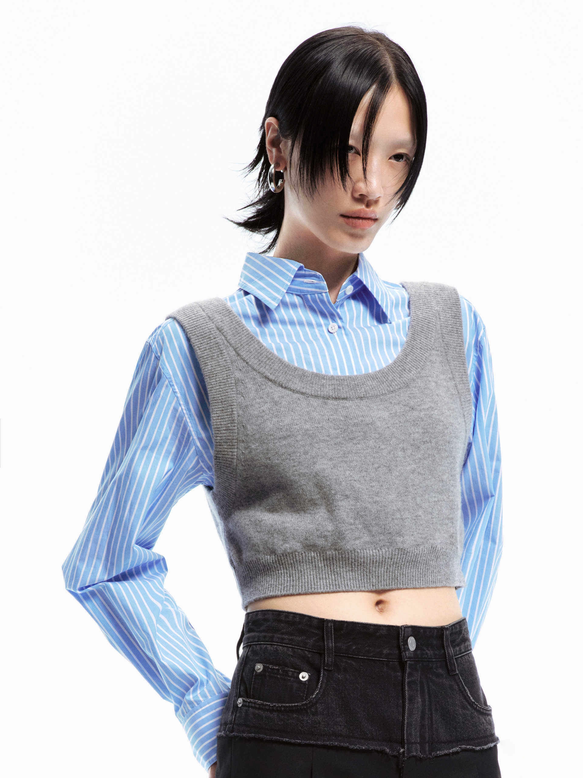 FadeResistant Finish Paneled Cropped Shirt