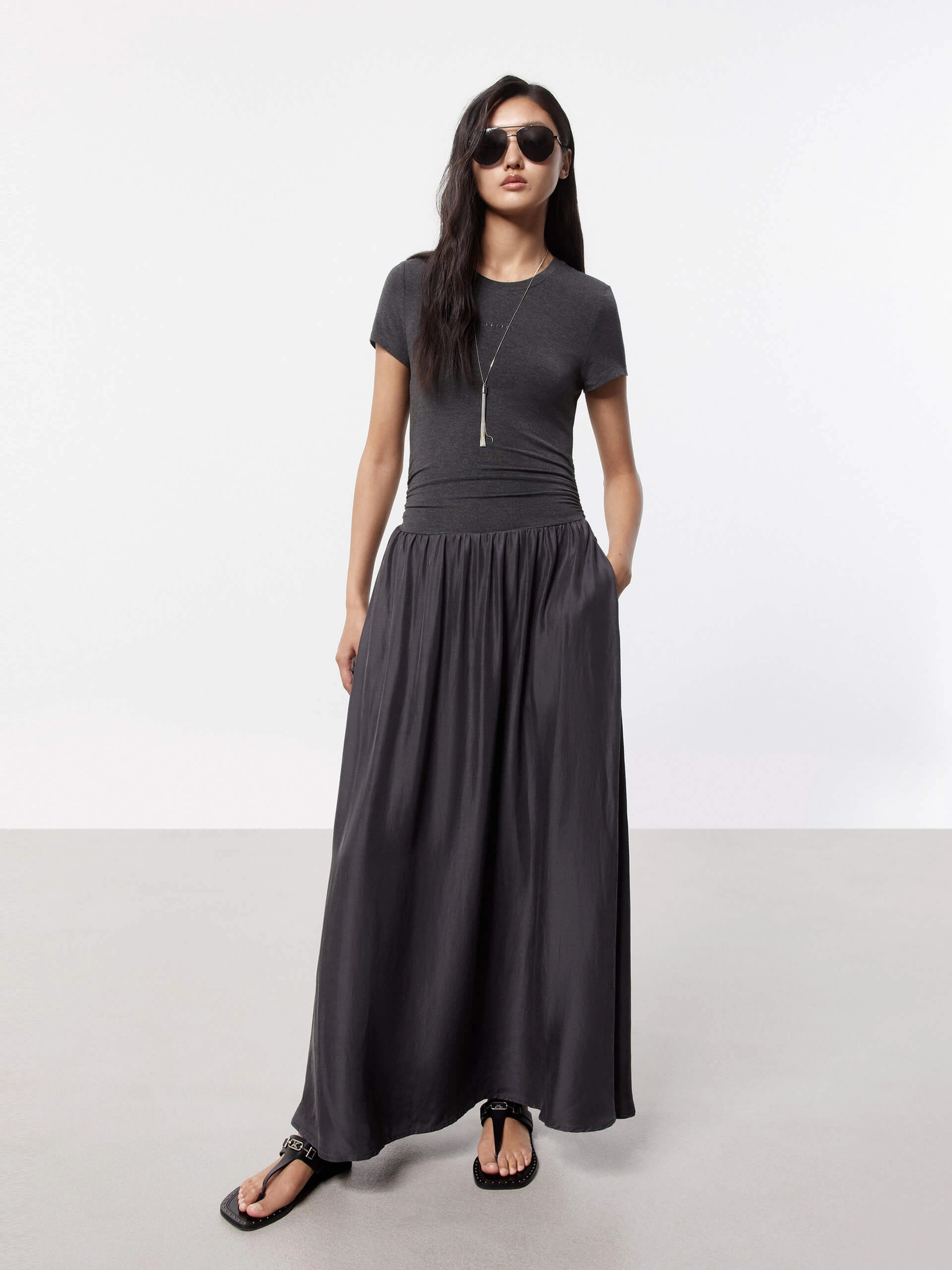Paneled Detail Maxi Dress Timeless office dress DeepPocketStyle