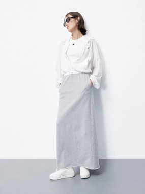 Paneled Hood Maxi Dress Embroidered-Detail Feminine flowing piece