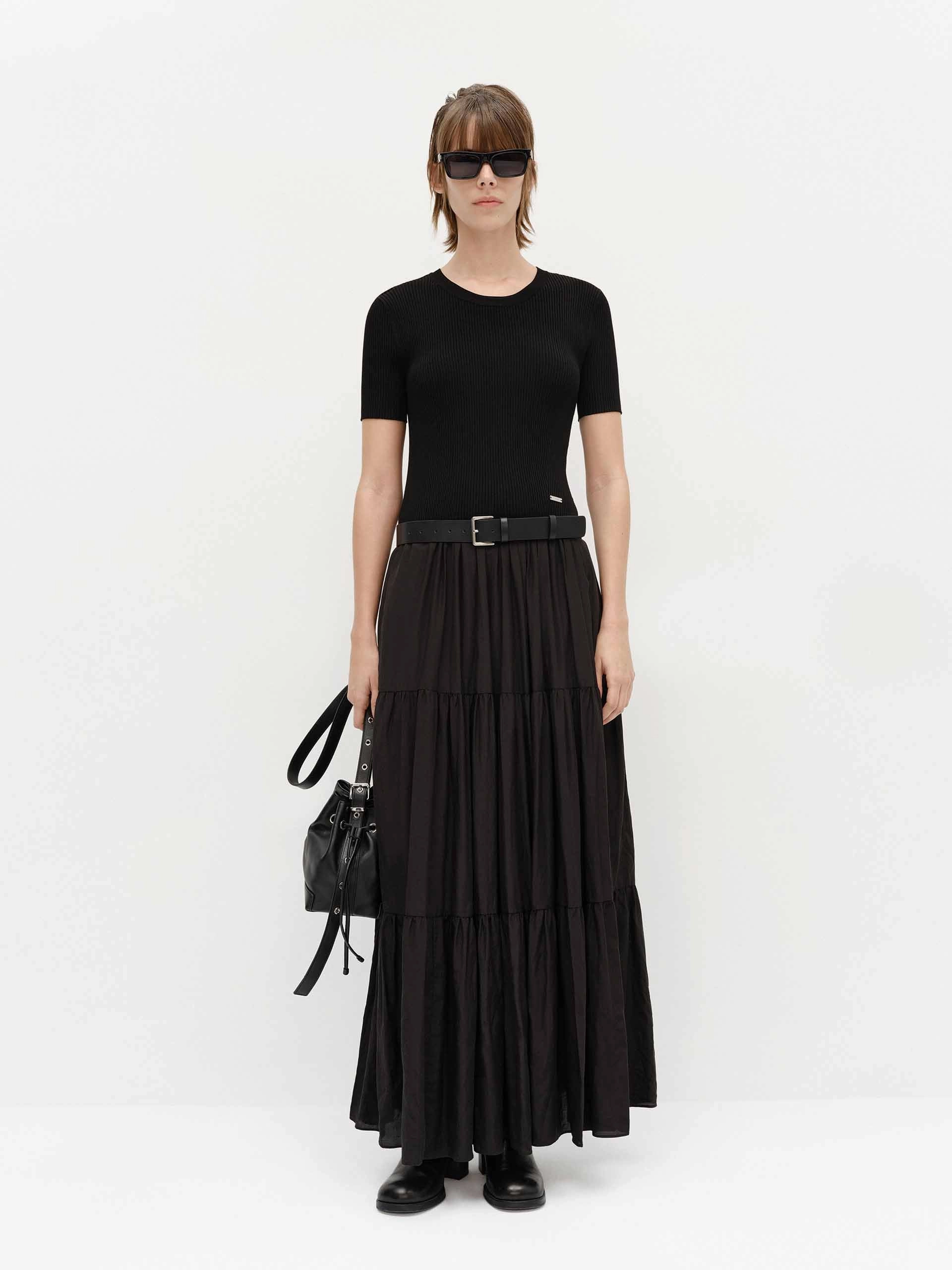Airy Feel Paneled Maxi Length Dress