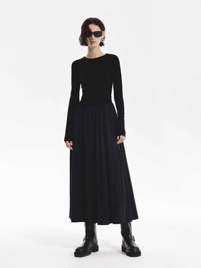 Neutral Aesthetic Paneled Midi Dress