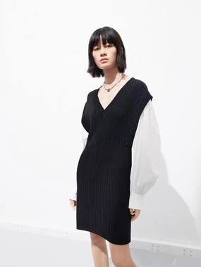 Chill Detail Perfectly Crafted Paneled Wool Blend Dress