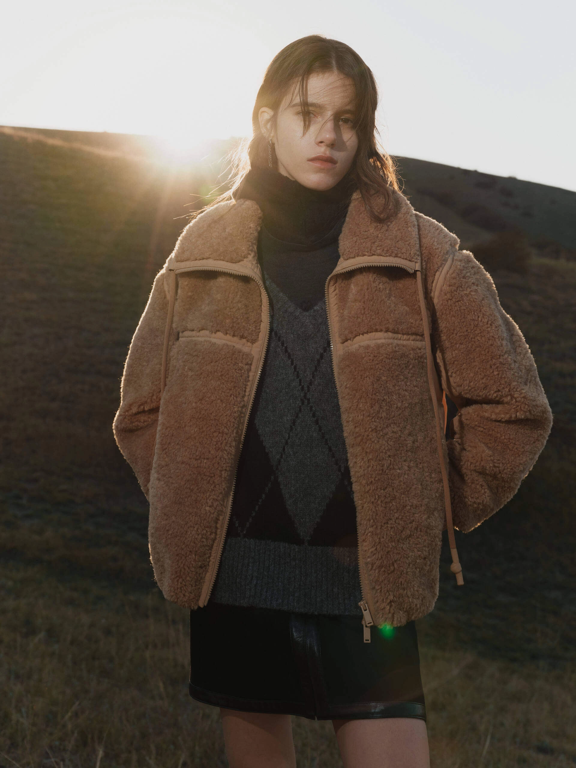 Panelled Fuzzy Puffer Jacket Light Activated Cooling Sporty Fit