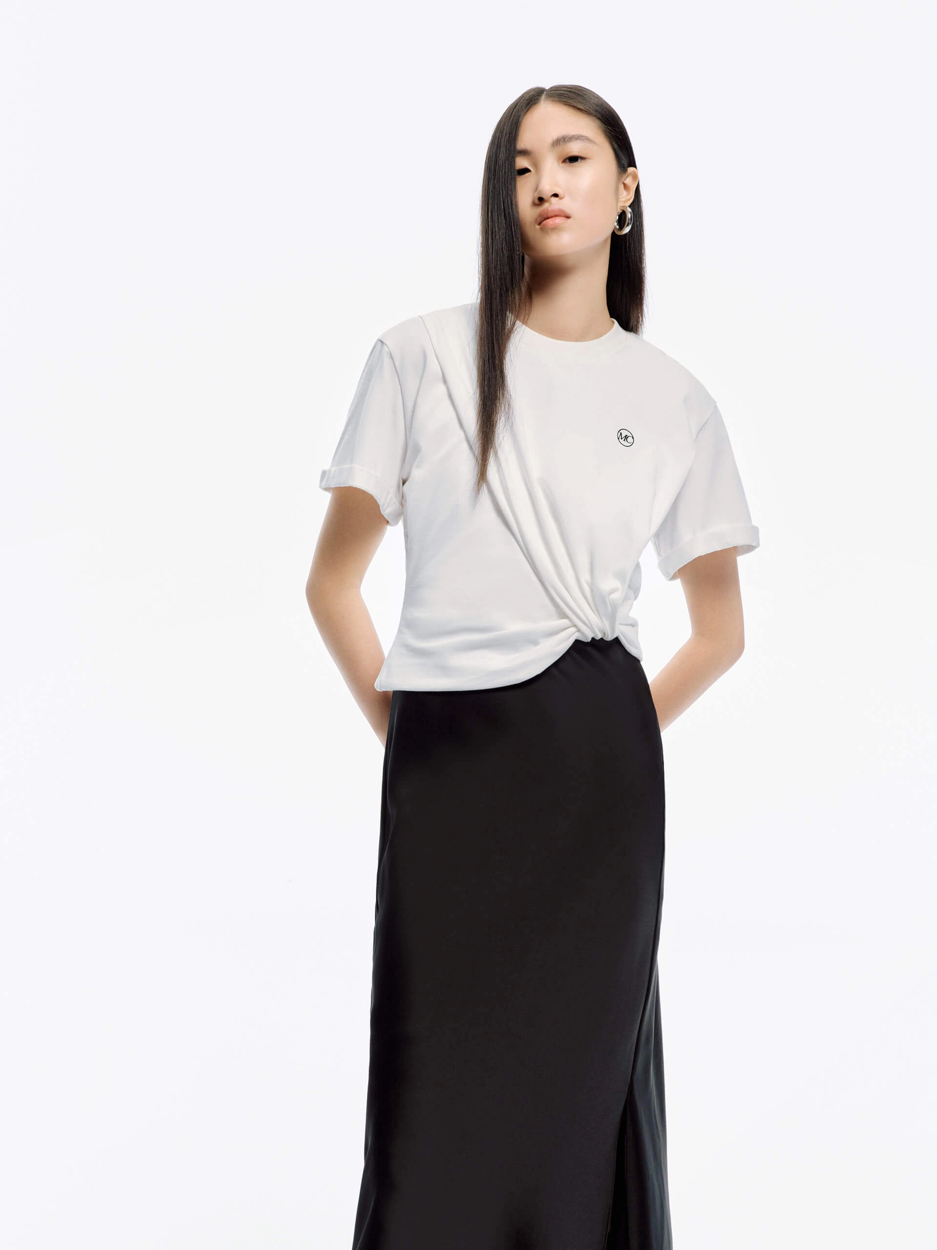 Chic and Elegant Soft fabric piece Panled Twist Detail Dress