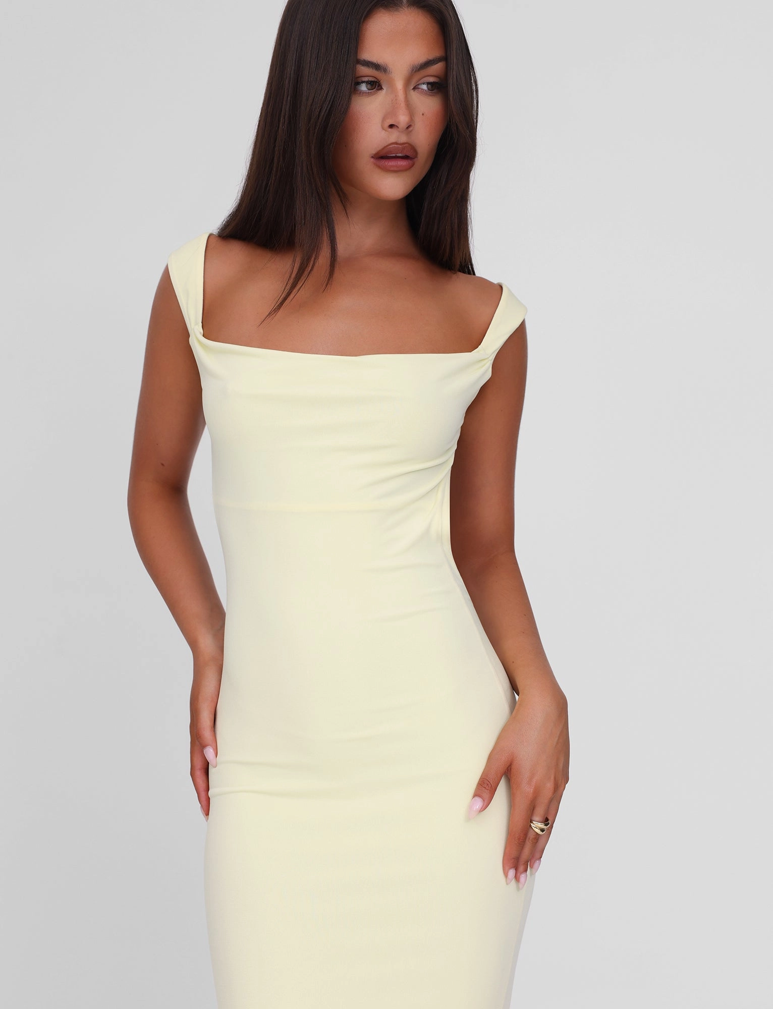 ZITA MAXI DRESS - LEMON Indoor Event Side-Zip