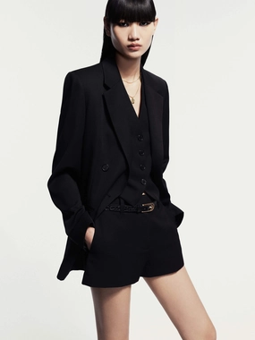 Cold Day Look Peak Lapel Wool Blazer