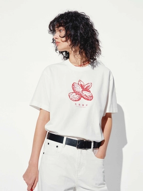 Heather Jersey Material Chic Design Peanut Print Cotton T-shirt