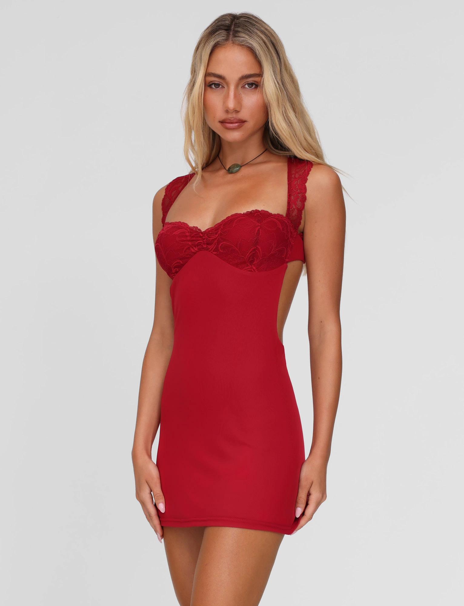 Artisanal-Detail NYOMI MINI DRESS - RED : RED