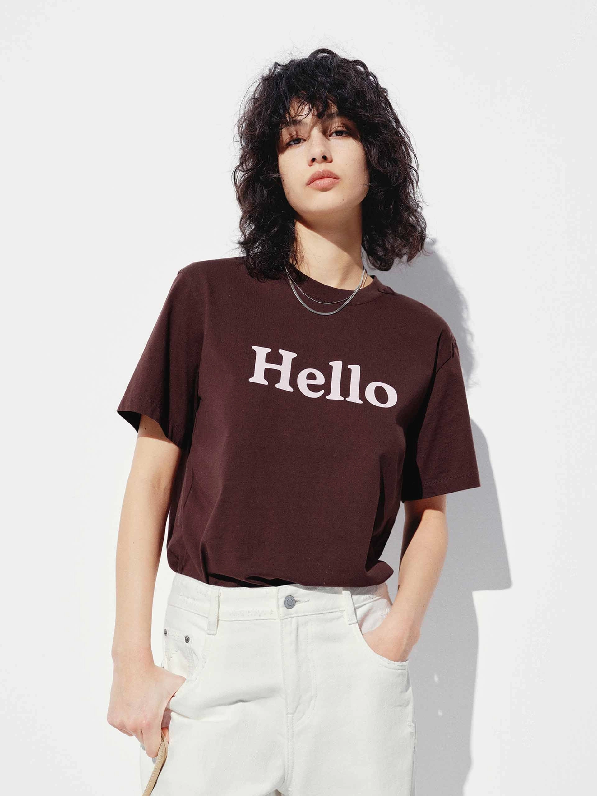Cotton Slogan Printed T-shirt Practical Wear Easy Layer
