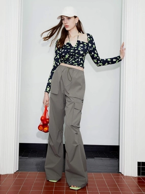 Drawstring Cargo Pants HighWaistSupport