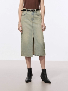 Front Slit Vintage Skirt Stylish Comfort