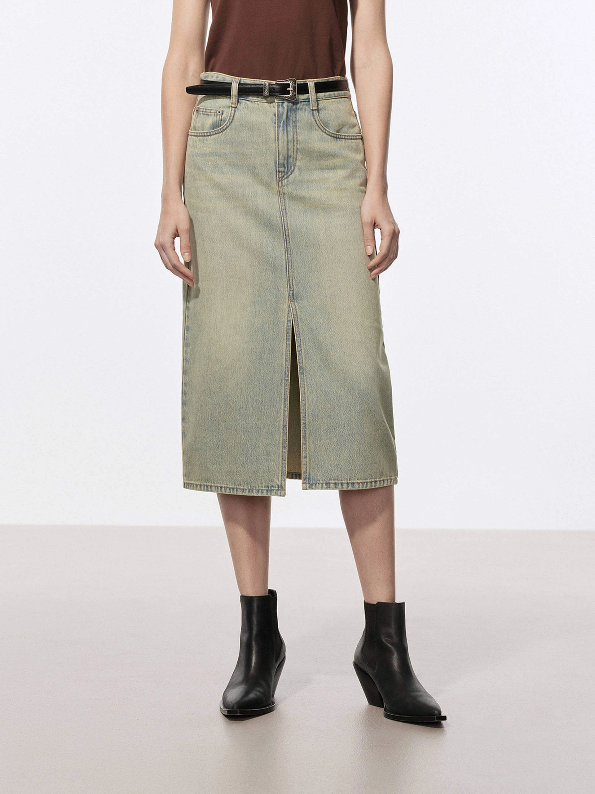 Front Slit Vintage Skirt Stylish Comfort