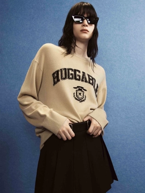 Letter Jacquard Wool Sweater AntiStatic Material
