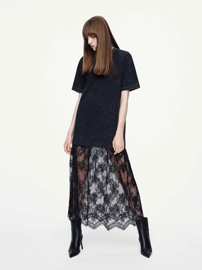 Tulle-paneled T-shirt Dress Trendy Vibe