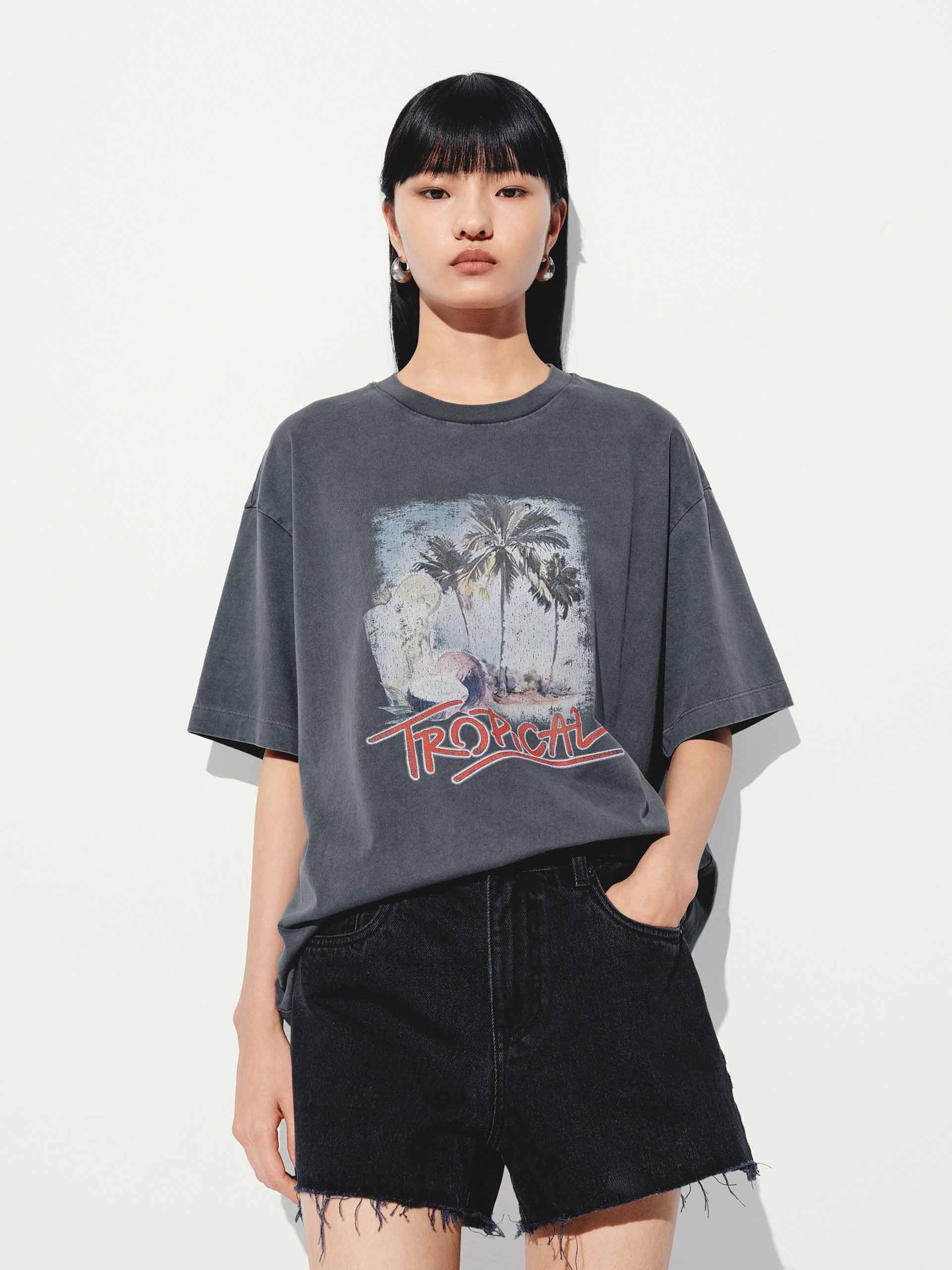 Tropical Cotton Print T-shirt Organic Cotton