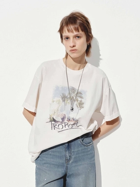 Tropical Cotton Print T-shirt Sustainable Production Process