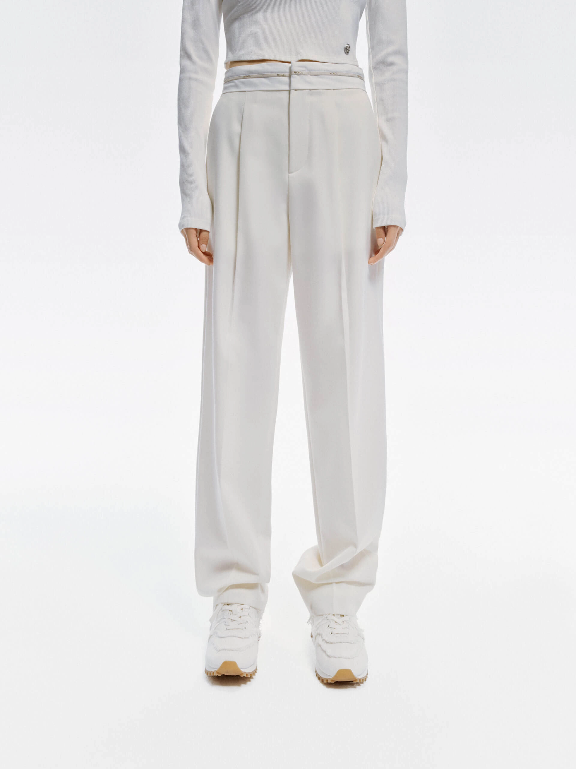 Comfortable fit Contrast Waist Straight Pants
