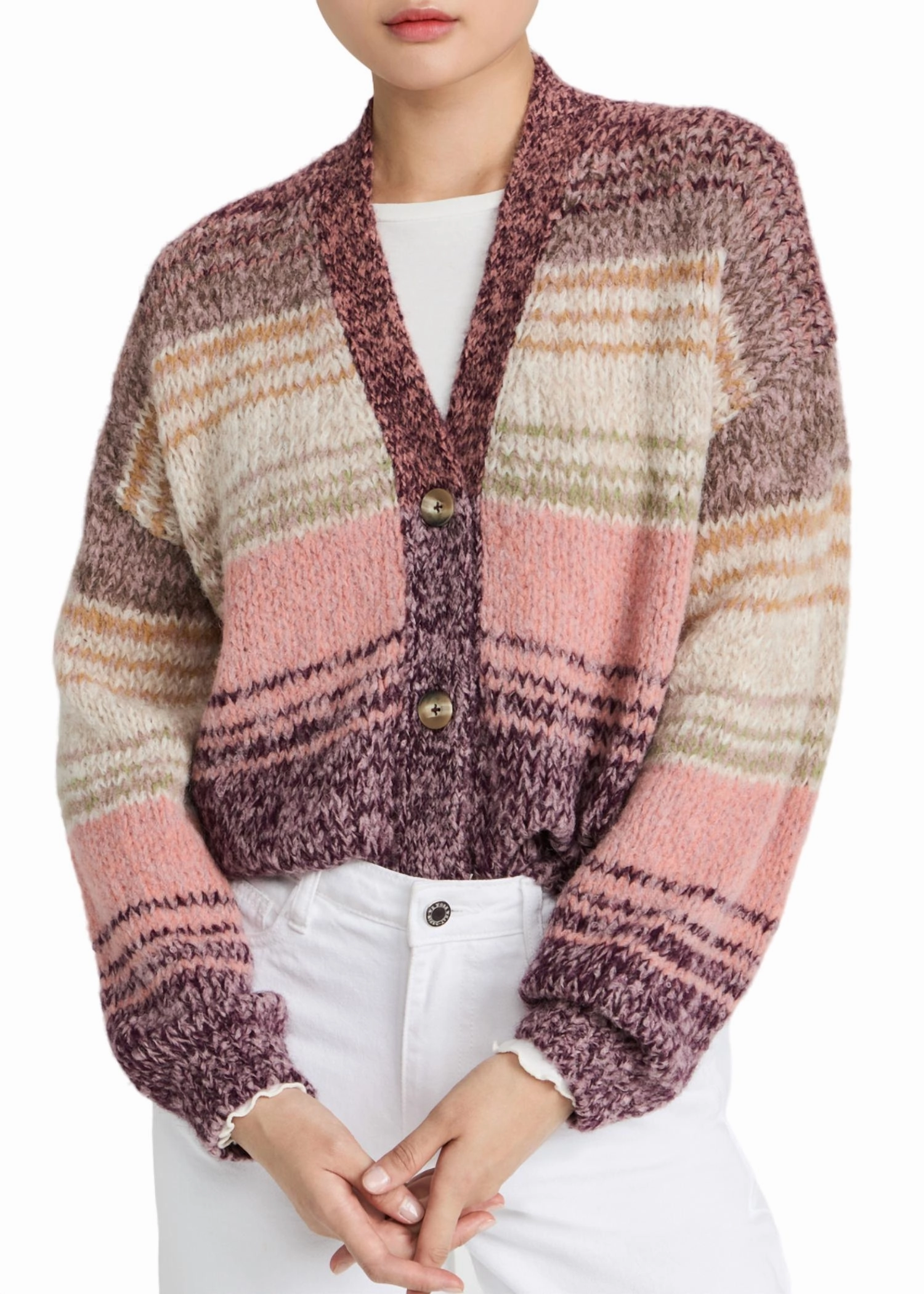 Soft Texture Warm Layer Lara Cardigan In Multi