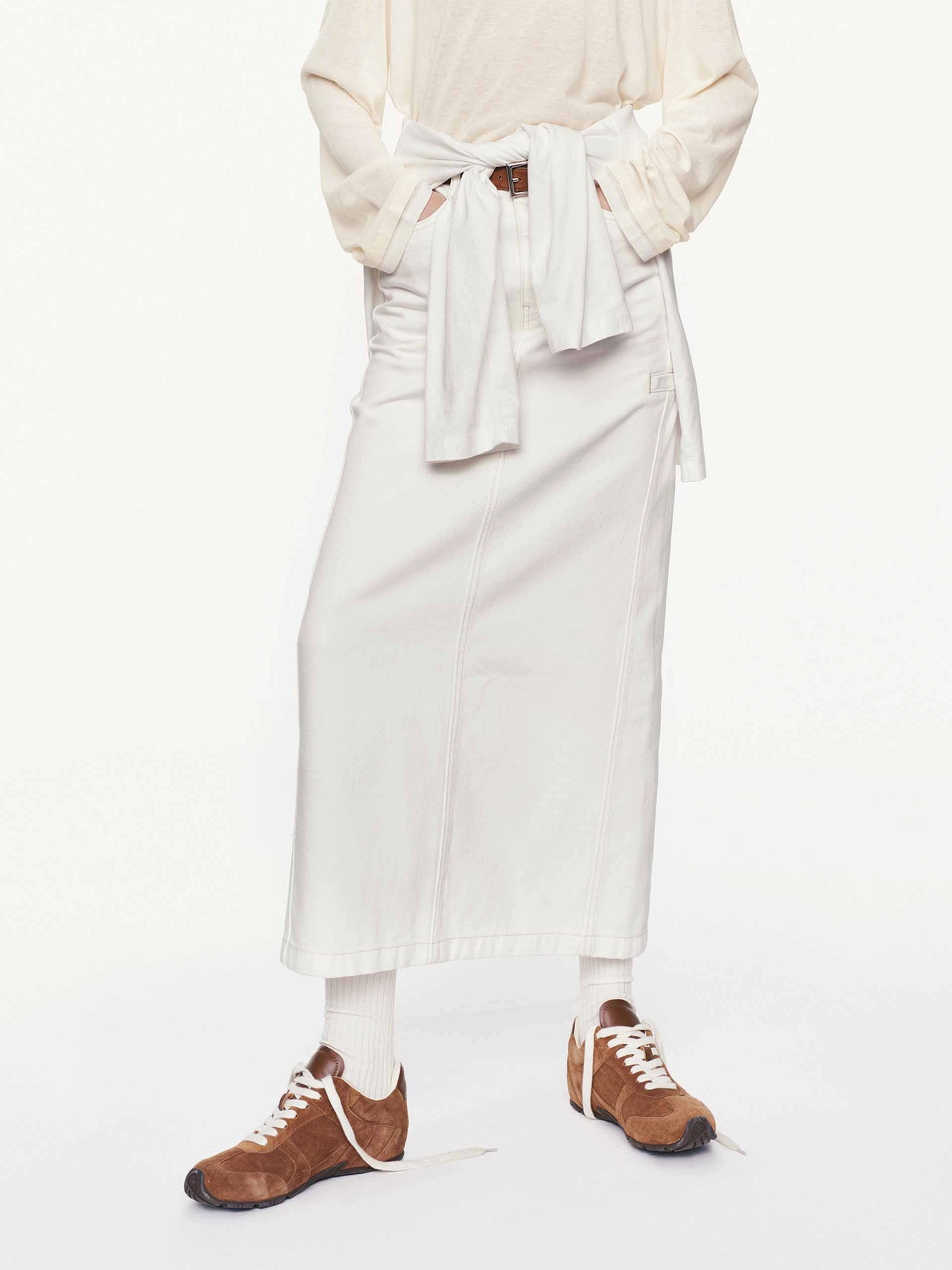 White Denim Straight Skirt NonChafingEdges