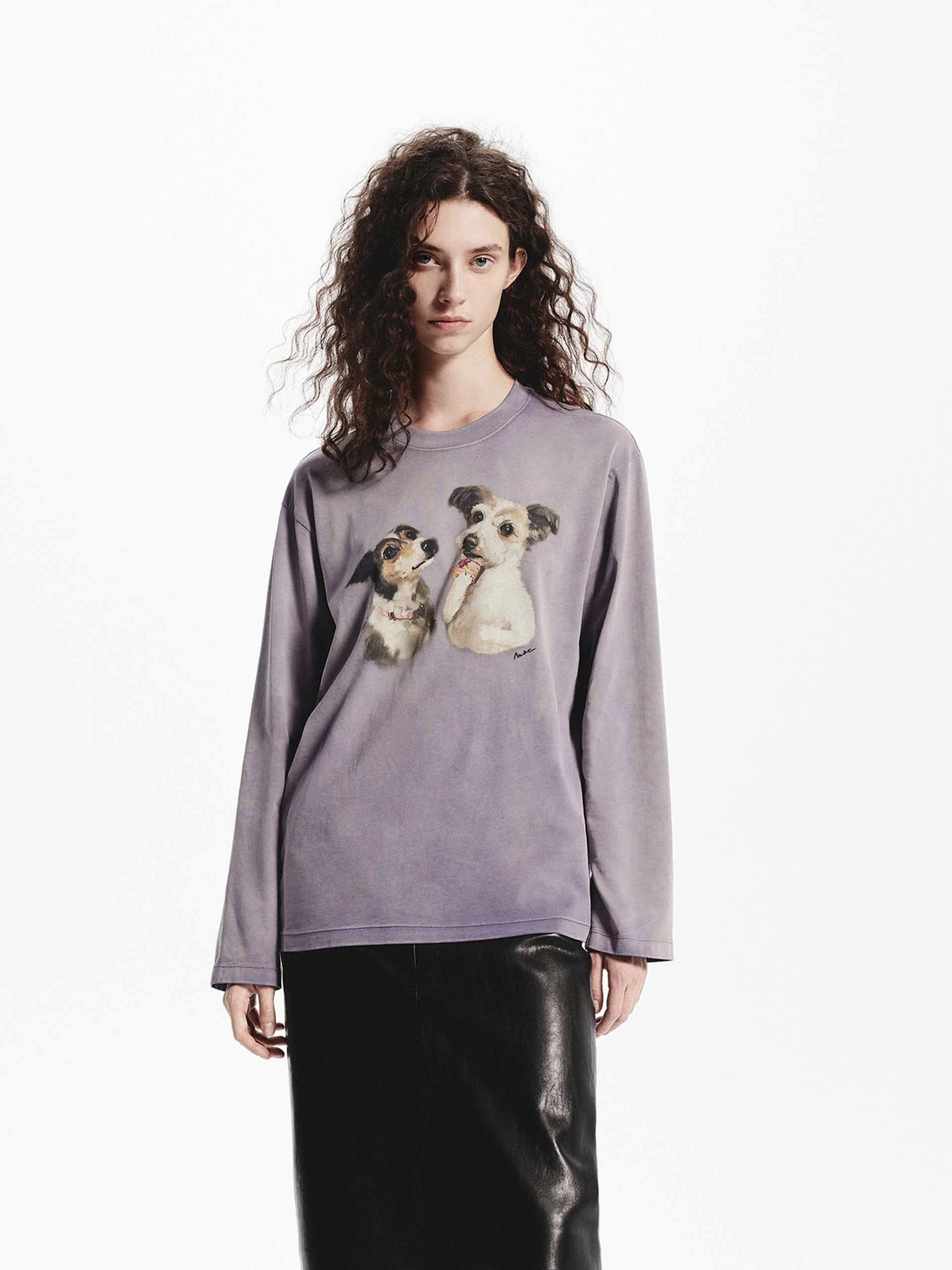 Puppy Print Loose T-shirt Eco Certified Textile NeutralTonesCollection