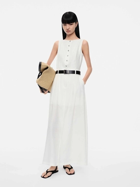 Linen Blend Maxi Dress Subtle Touch french chic