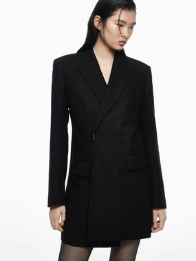 Pure Wool Blazer Dress Side Tie Street Motion