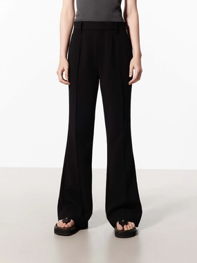 Cozy Material Tall Length Seams Detail Slit Pants