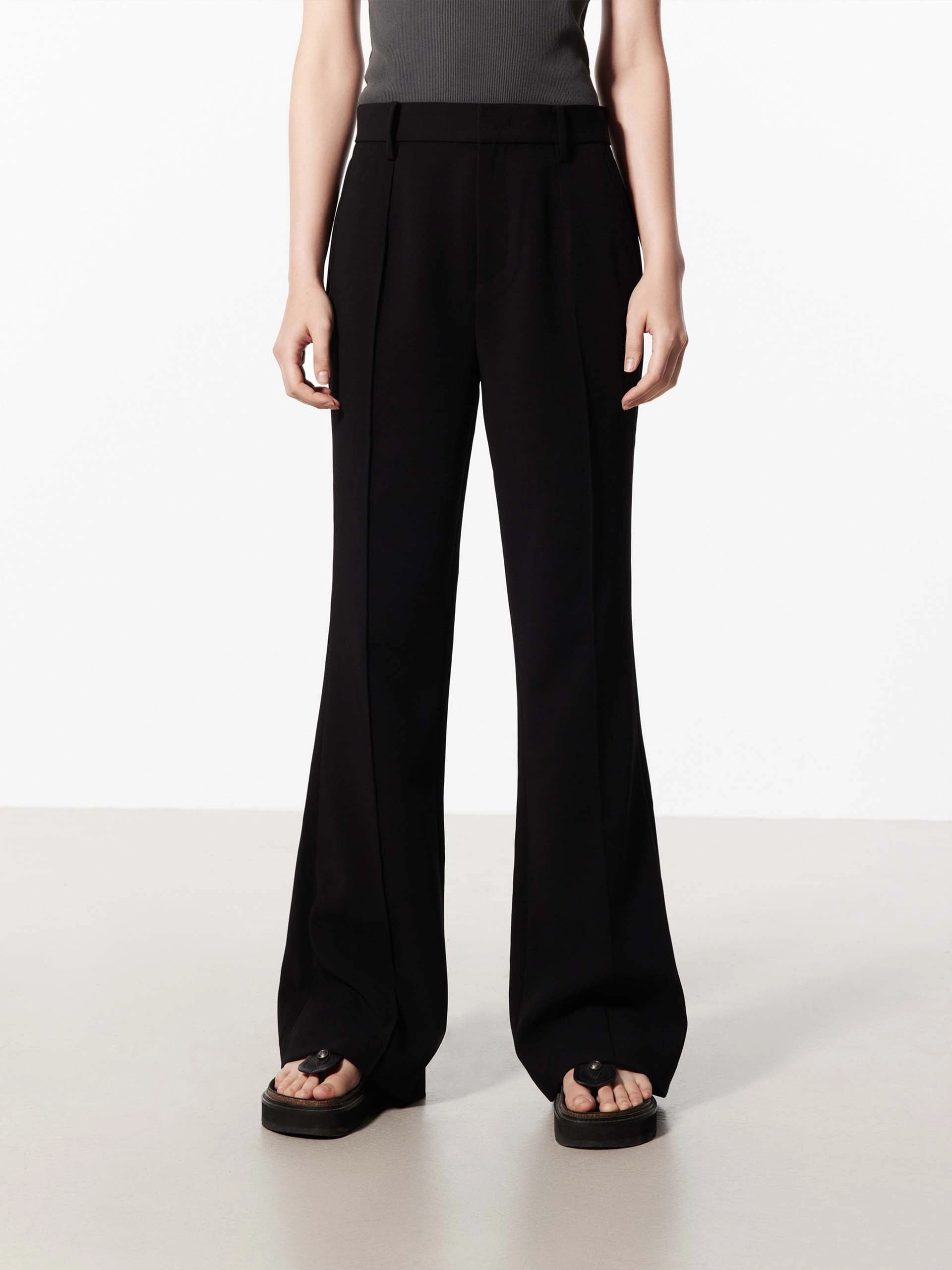 Seams Detail Slit Pants ElasticWaistband