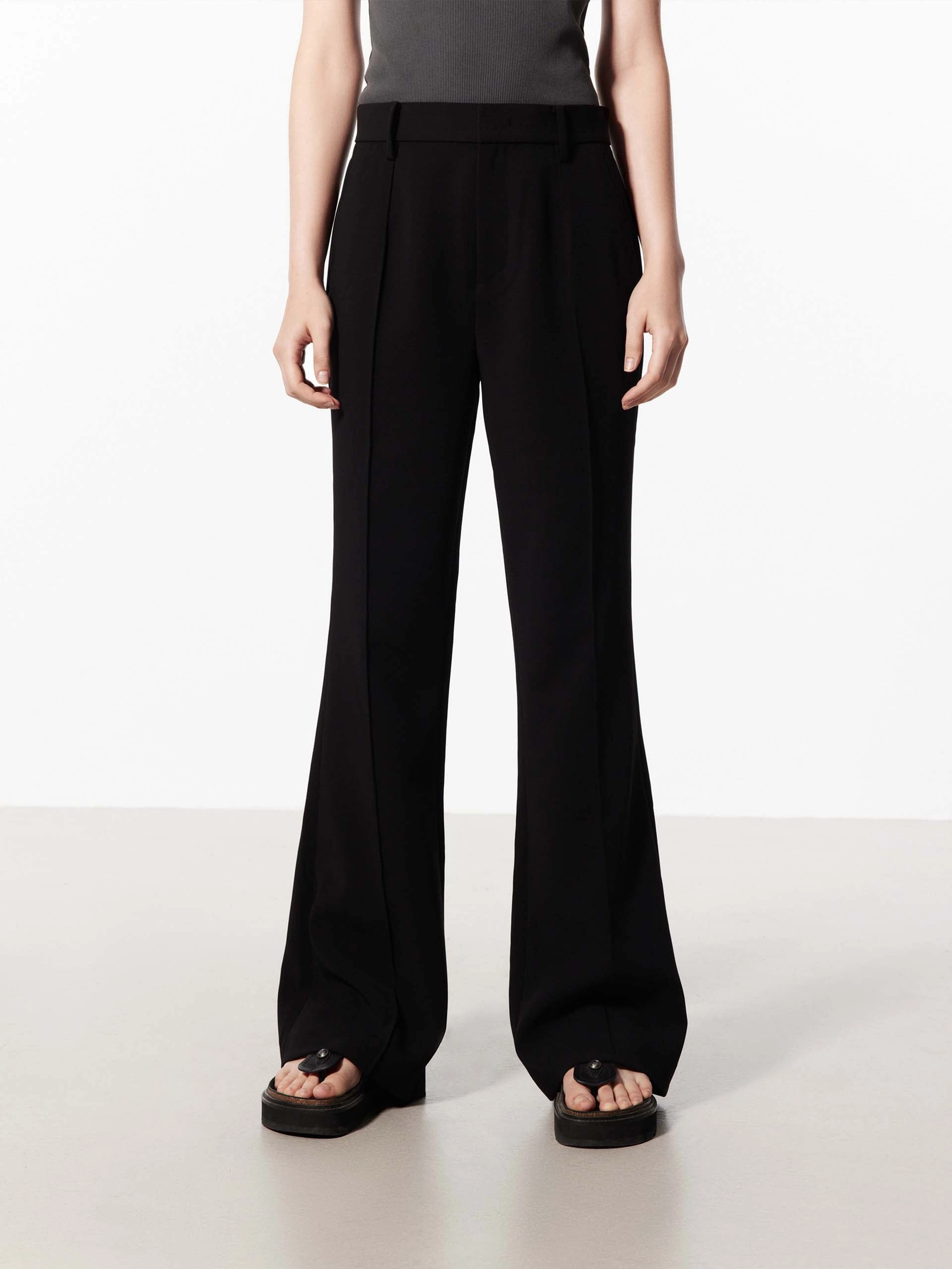 Cozy Material Tall Length Seams Detail Slit Pants