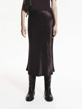 Unrestricted Movement Tailored Satin Midi Skirt