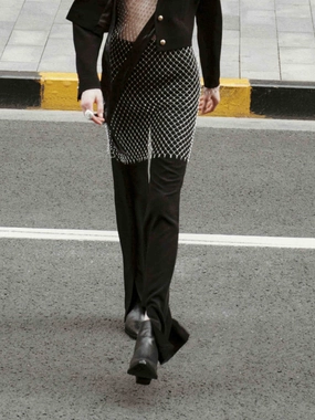 High Waist Slit Front Pants Moisture control Minimalist Waist