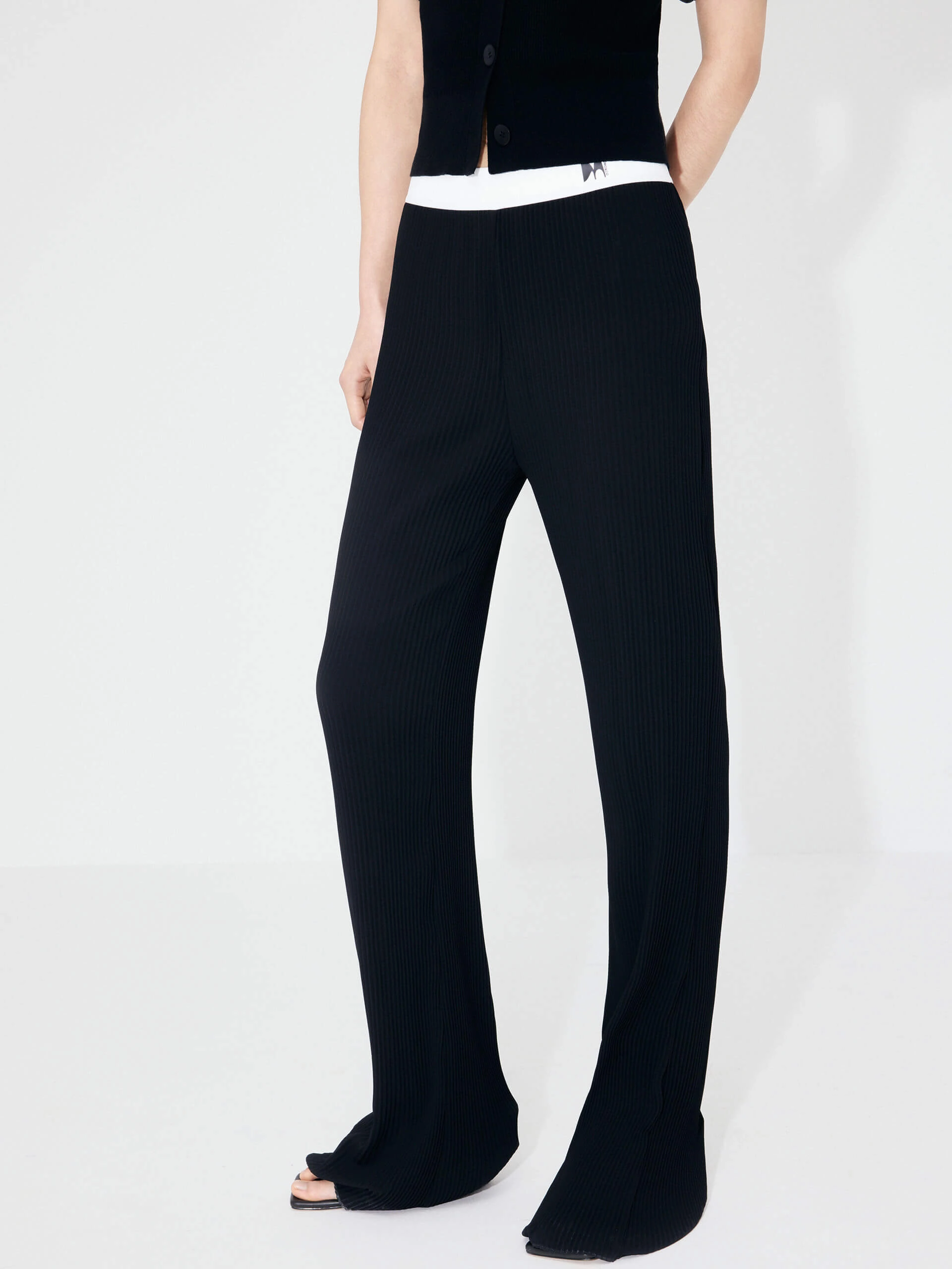 Structured Contrast Detail Pants Flattering Design