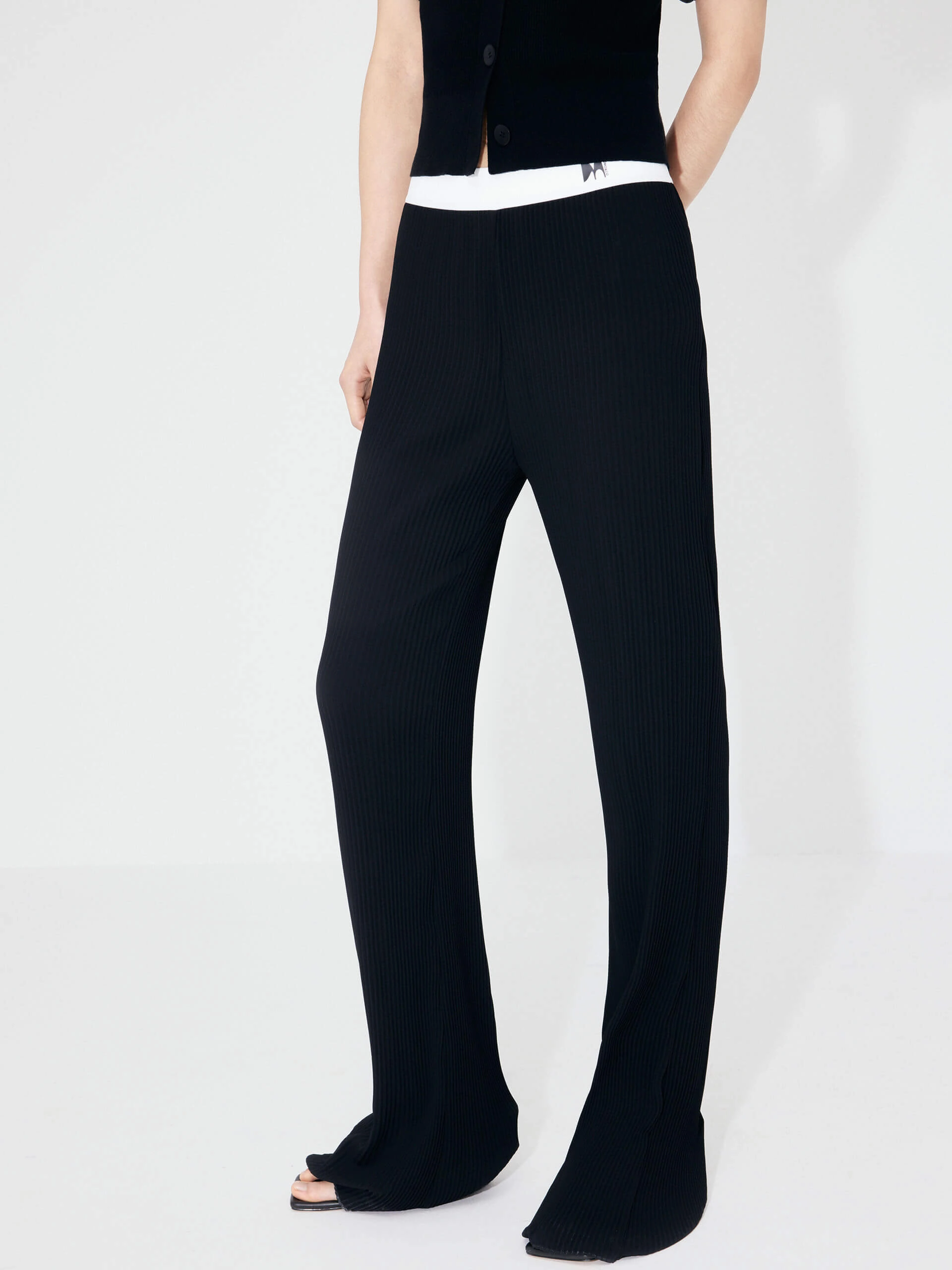 Structured Contrast Detail Pants Breathable Stretch Flexible Fit