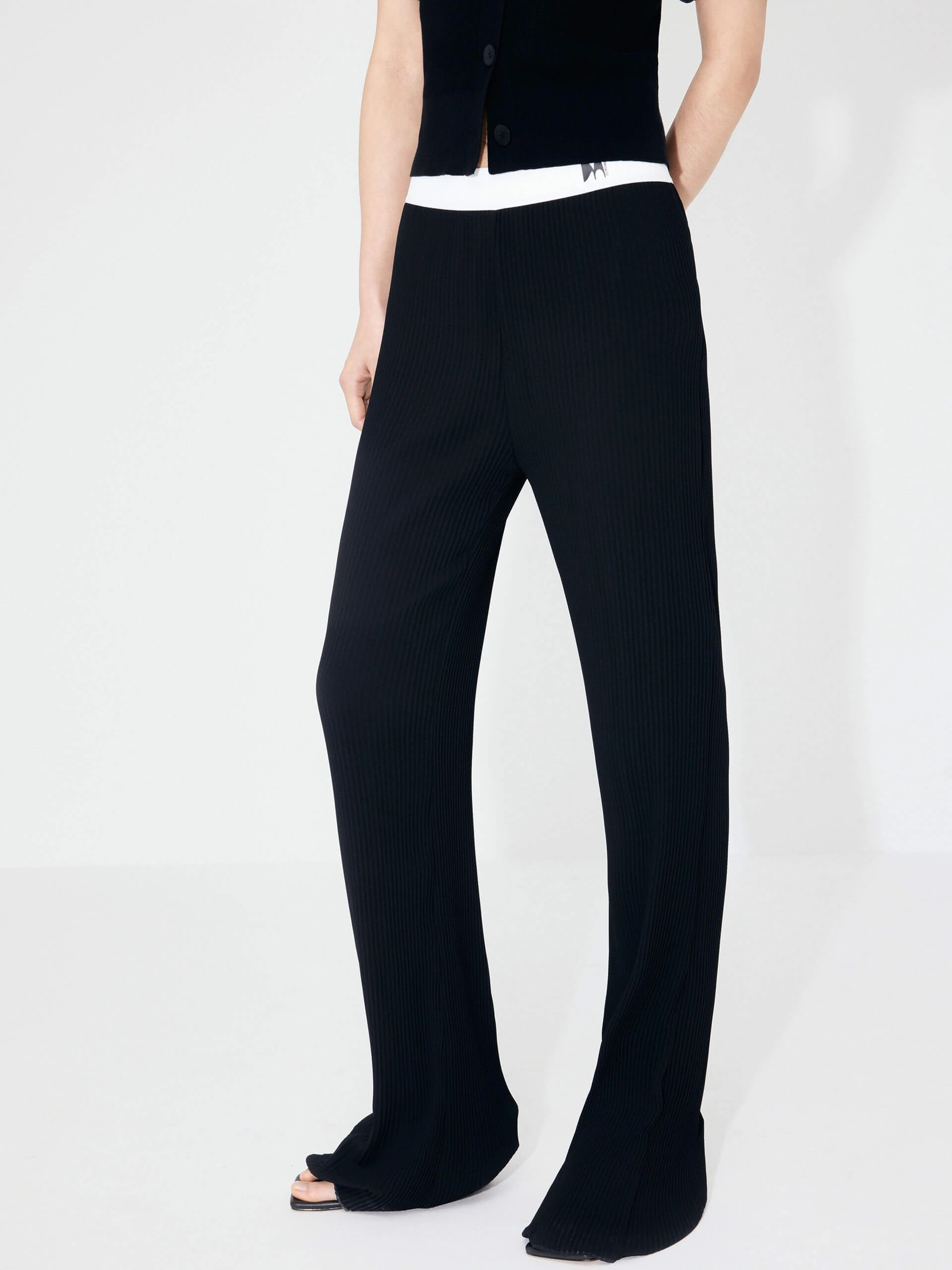 Structured Contrast Detail Pants Structured Hemline