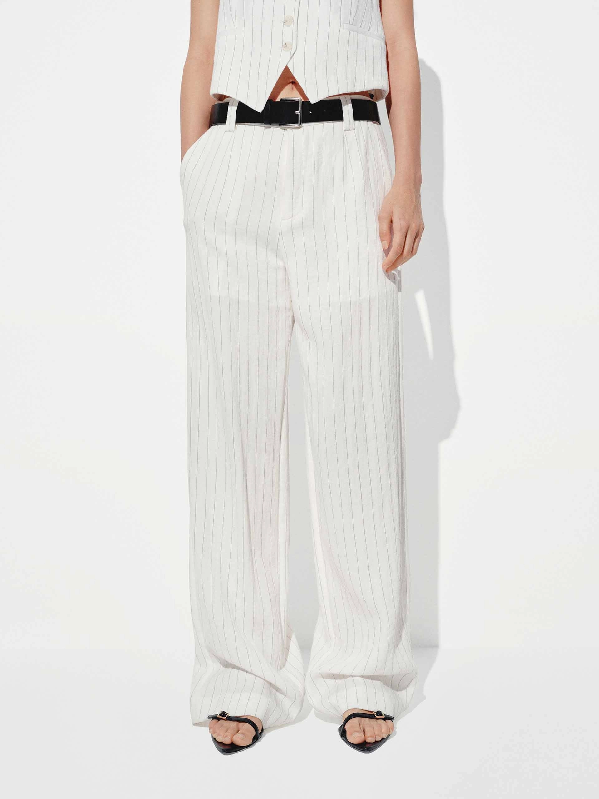 Timeless Fit Pinstripe Straight Trousers