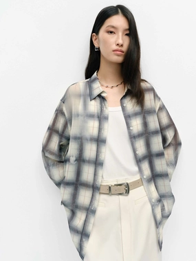 Street Style Wrinkle Resistant Treatment Plaid Pattern Cotton Shirt