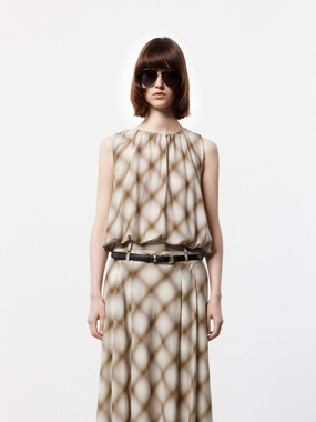 Plaid Sleeveless Top Wrinkle Resistant Texture FadeResistant Finish
