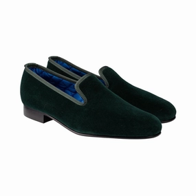 Plain Albert Green Velvet Light Slip Shoes